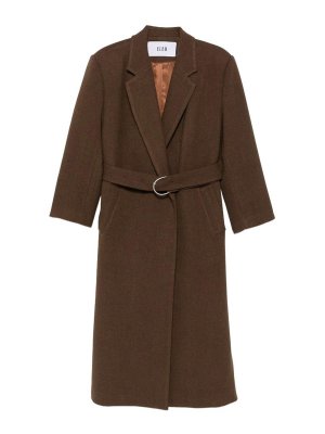 ELEH: knee length coats - Brown belted coat