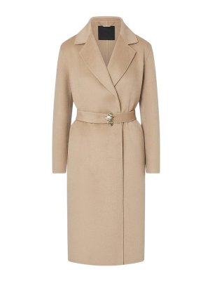 Liu Jo: cappotti lunghi - Cappotto lungo beige con cintura in vita