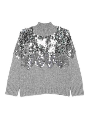 Liu Jo: maglia collo rotondo - Maglione grigio chiaro in misto lana