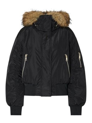 Liu Jo: bombers - Black bomber jacket with faux-fur-lined hood