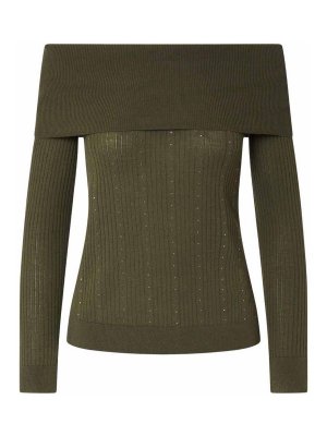 Liu Jo: crew necks - Olive green wool sweater
