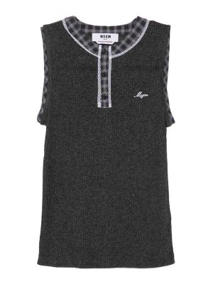 m.s.g.m.: t-shirt - T-shirt grigia senza maniche