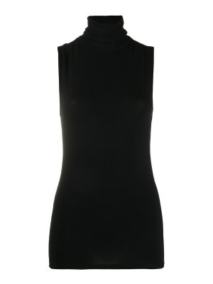 Majestic Filatures: Tops & Tank tops - Long black sleeveless turtleneck top