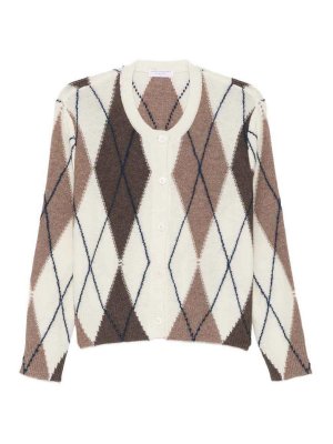 Majestic Filatures: cardigan - Cardigan Argyle in misto lana e cashmere