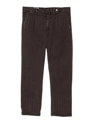 Myths: casual trousers - Dark brown striped cotton trousers