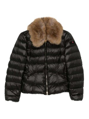 PEUTEREY: straight leg jeans - Black quilted zip-up Jisk jacket