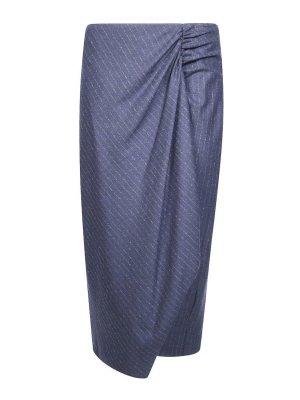 Pinko: gonne al ginocchio  e longuette - Gonna midi a righe blu