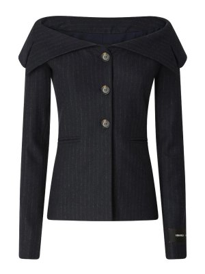 Pinko: giacche casual - Giacca biancale a righe sottili nere