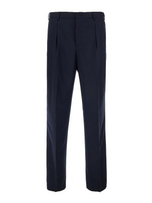 PT TORINO: casual trousers - Blue stretch wool trousers