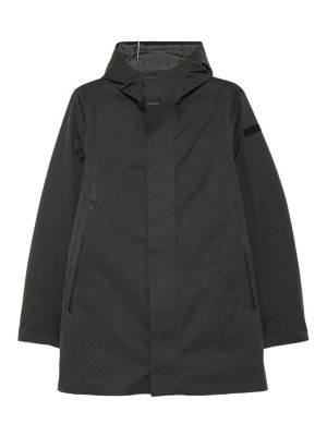 RRD Roberto Ricci Designs: Turtlenecks & Polo necks - Green hooded jacket with zip pockets