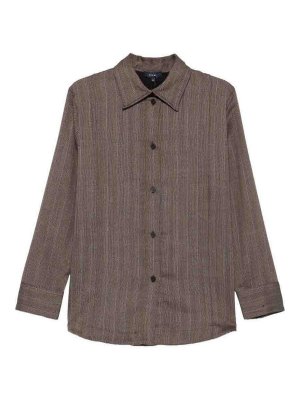 SOEUR: camicie - Camicia di Lisbona in lana a righe marroni