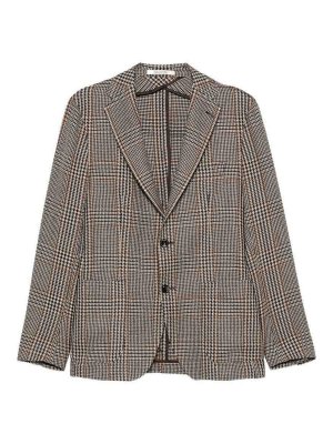 TAGLIATORE: blazers - Single-breasted wool prince of wales blazer