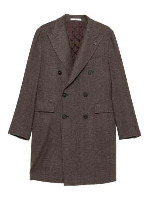 TAGLIATORE: knee length coats - Brown double-breasted wool coat