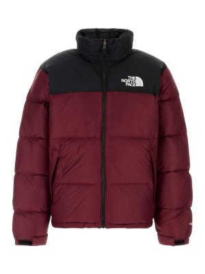THE NORTH FACE: padded jackets - Black and burgundy short zip-up puffer jacket