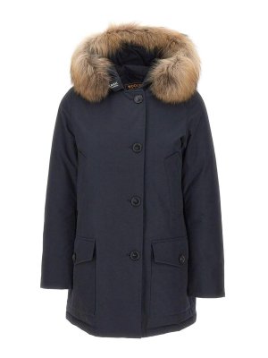 WOOLRICH: parka - Parka blu con cappuccio