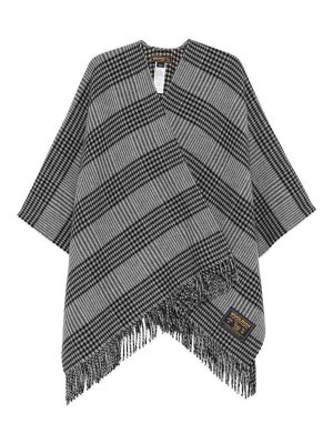 WOOLRICH: cappotti al ginocchio - Mantella in lana a quadri double-face