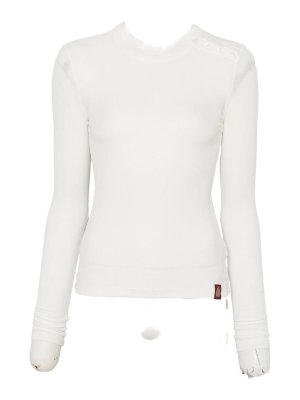 DONDUP: short dresses - White crew-neck jumper with hem logo