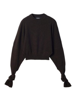 JACQUEMUS: Strickpullover mit Rundhalsausschnitt - Rundhalspullover - Braun