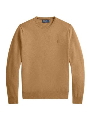 POLO RALPH LAUREN: crew necks - Camel wool sweater with logo