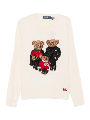 POLO RALPH LAUREN: Strickpullover mit Rundhalsausschnitt - Rundhalspullover - Weiß