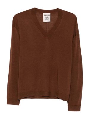 Semicouture: Strickpullover mit Rundhalsausschnitt - Rundhalspullover - Rot