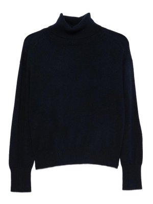 Semicouture: crew necks - Blue dalia cashmere turtleneck sweater
