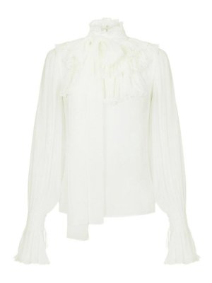 ELISABETTA FRANCHI: bluse - Camicetta bianca semitrasparente