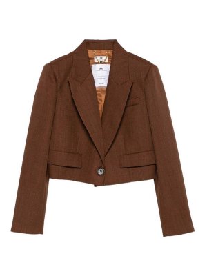 ELISABETTA FRANCHI: casual jackets - Brown wool cropped jacket