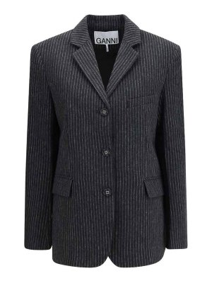 GANNI: Blazer - Blazer - Schwarz