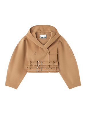 GANNI: ニーレングスコート - 膝丈コート - ベージュ