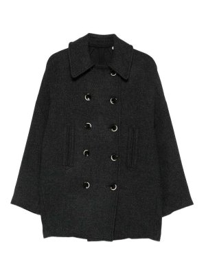 NINE IN THE MORNING: cappotti al ginocchio - Cappotto doppiopetto in lana grigio scuro