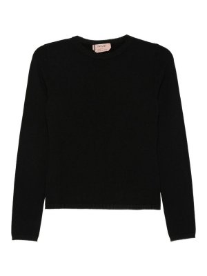 TWINSET: Strickpullover mit Rundhalsausschnitt - Rundhalspullover - Schwarz