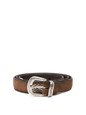 ALBERTO LUTI: belts - Brown leather belt with silver hardware