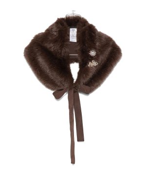 Liu Jo: ties & bow ties - Brown faux-fur collar with crystals