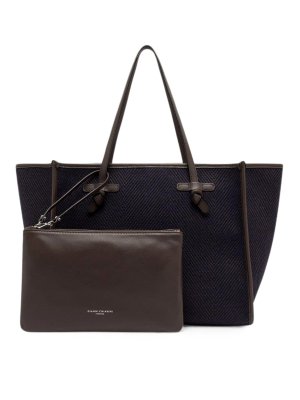 GIANNI CHIARINI: totes bags - Blue and brown marcella shopping bag