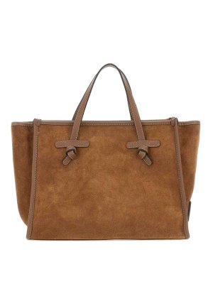 GIANNI CHIARINI: totes bags - Brown suede marcella bag