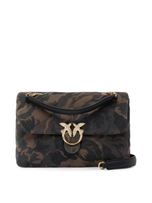 Pinko: cross body bags - Green love puff classic bag with floral print
