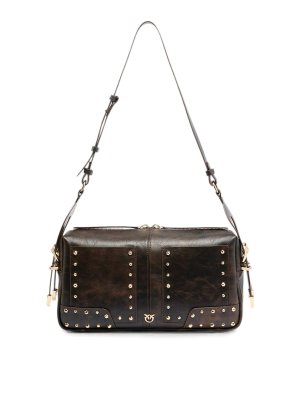 Pinko: shoulder bags - Classic brown leather shoulder bag