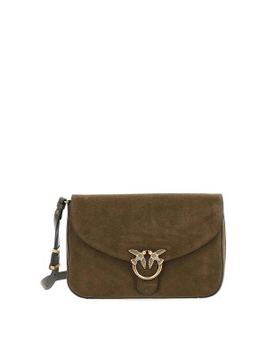 Pinko: cross body bags - Green suede love classic bag