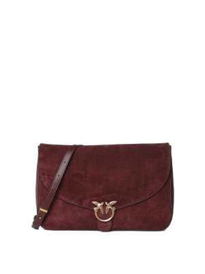 Pinko: shoulder bags - Burgundy love big suede shoulder bag