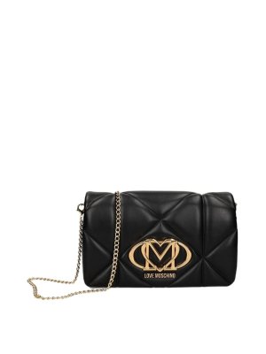 LOVE MOSCHINO: cross body bags - Black crossbody bag with gold-tone details