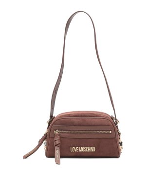 LOVE MOSCHINO: cross body bags - Brown suede-effect crossbody bag