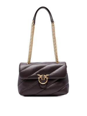Pinko: totes bags - Brown quilted Love Puff Classic bag