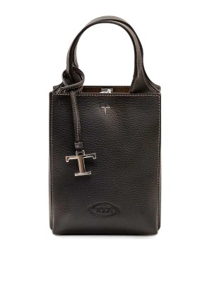 TOD'S: cross body bags - Black leather t timeless micro bag