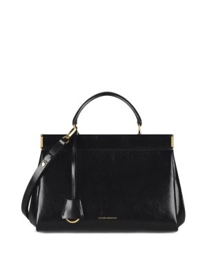 VICTORIA BECKHAM: shoulder bags - Black leather bag with a top handle