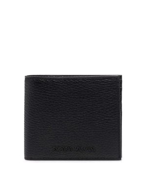 EMPORIO ARMANI: wallets & purses - Black leather bifold wallet