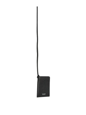 TOM FORD: wallets & purses - Black grained cardholder with strap