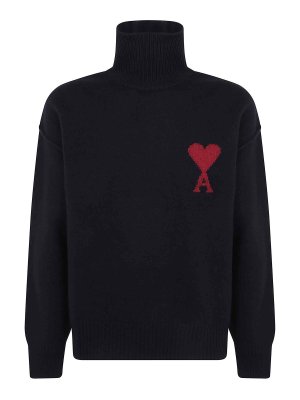 AMI PARIS: Pull col rond - Pull Col Rond - Noir