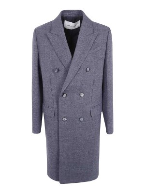 AMI PARIS: long coats - Charcoal double-breasted wool coat
