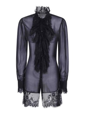 ANN DEMEULEMEESTER: camicie - Camicia lunga Barah con volant in pizzo